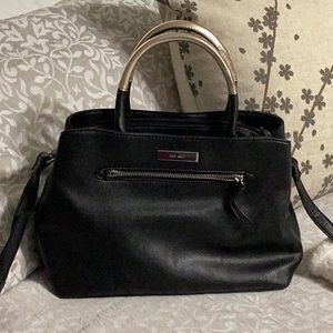 Nine West black purse with gold metallic handle